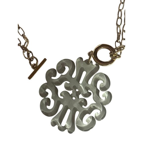 Zenzii Pendant Necklace Can be 12” or 21” Gold Tone Chain Clear Pendant - Picture 2 of 5